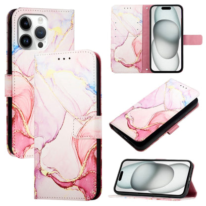 For iPhone 16 Pro Max PT003 Marble Pattern Flip Leather Phone Case(Rose Gold) by buy2fix