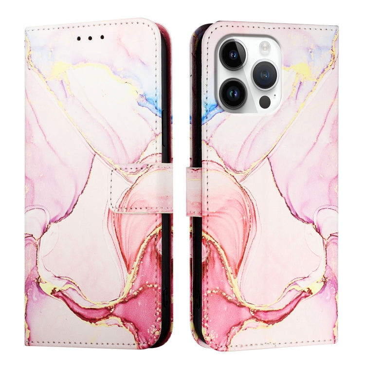 For iPhone 16 Pro Max PT003 Marble Pattern Flip Leather Phone Case(Rose Gold) by buy2fix