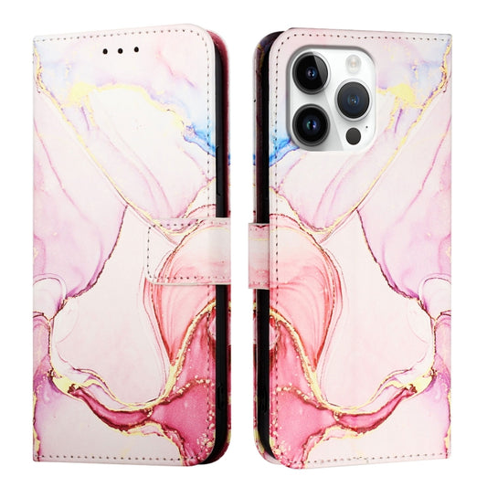 For iPhone 16 Pro Max PT003 Marble Pattern Flip Leather Phone Case(Rose Gold) by buy2fix