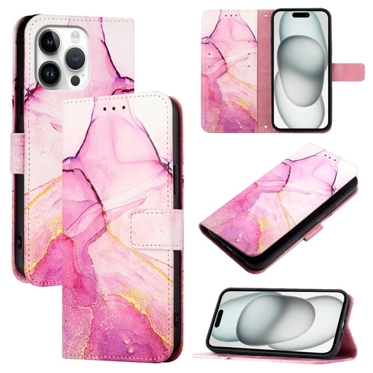 For iPhone 16 Pro Max PT003 Marble Pattern Flip Leather Phone Case(Pink Purple Gold) by buy2fix