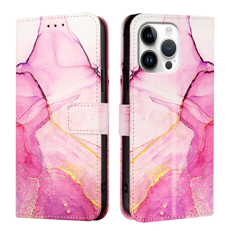 For iPhone 16 Pro Max PT003 Marble Pattern Flip Leather Phone Case(Pink Purple Gold) by buy2fix