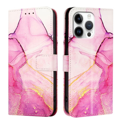 For iPhone 16 Pro Max PT003 Marble Pattern Flip Leather Phone Case(Pink Purple Gold) by buy2fix