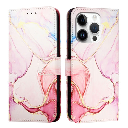 For iPhone 16 Pro PT003 Marble Pattern Flip Leather Phone Case(Rose Gold) by buy2fix