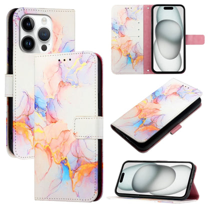 For iPhone 16 Pro PT003 Marble Pattern Flip Leather Phone Case(Galaxy Marble White) by buy2fix