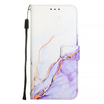 For iPhone 16 Plus PT003 Marble Pattern Flip Leather Phone Case(White Purple) - iPhone 16 Plus Cases by buy2fix | Online Shopping UK | buy2fix