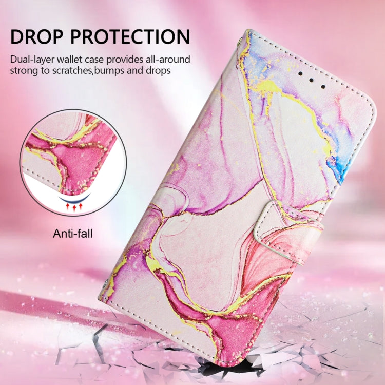 For iPhone 16 Plus PT003 Marble Pattern Flip Leather Phone Case(Rose Gold) - iPhone 16 Plus Cases by buy2fix | Online Shopping UK | buy2fix
