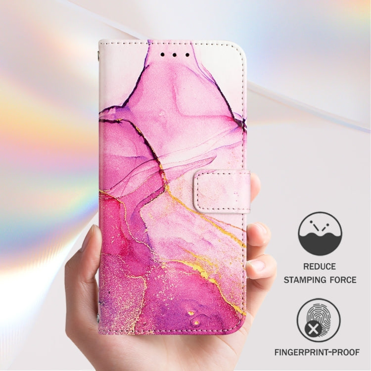 For iPhone 16 PT003 Marble Pattern Flip Leather Phone Case(Pink Purple Gold) - iPhone 16 Cases by buy2fix | Online Shopping UK | buy2fix