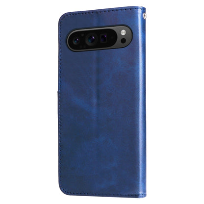For Google Pixel 9 Pro Fashion Calf Texture Zipper Leather Phone Case(Blue) by buy2fix