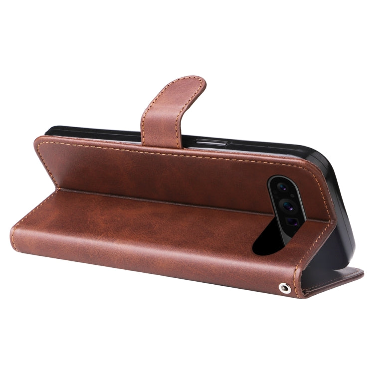 For Google Pixel 9 Pro Fashion Calf Texture Zipper Leather Phone Case(Brown) by buy2fix