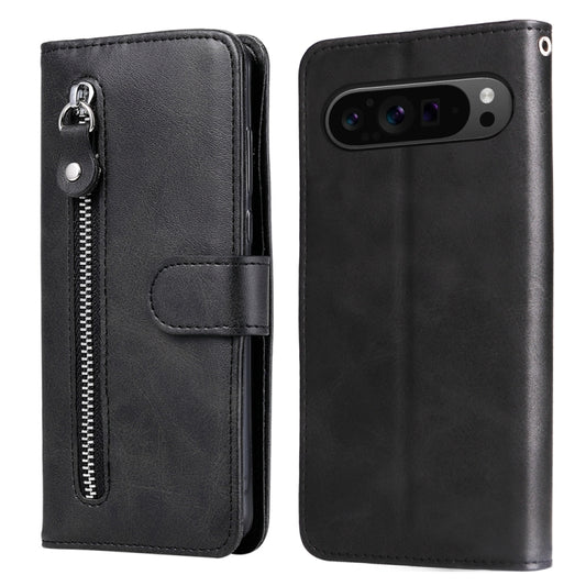 For Google Pixel 9 Pro Fashion Calf Texture Zipper Leather Phone Case(Black) by buy2fix