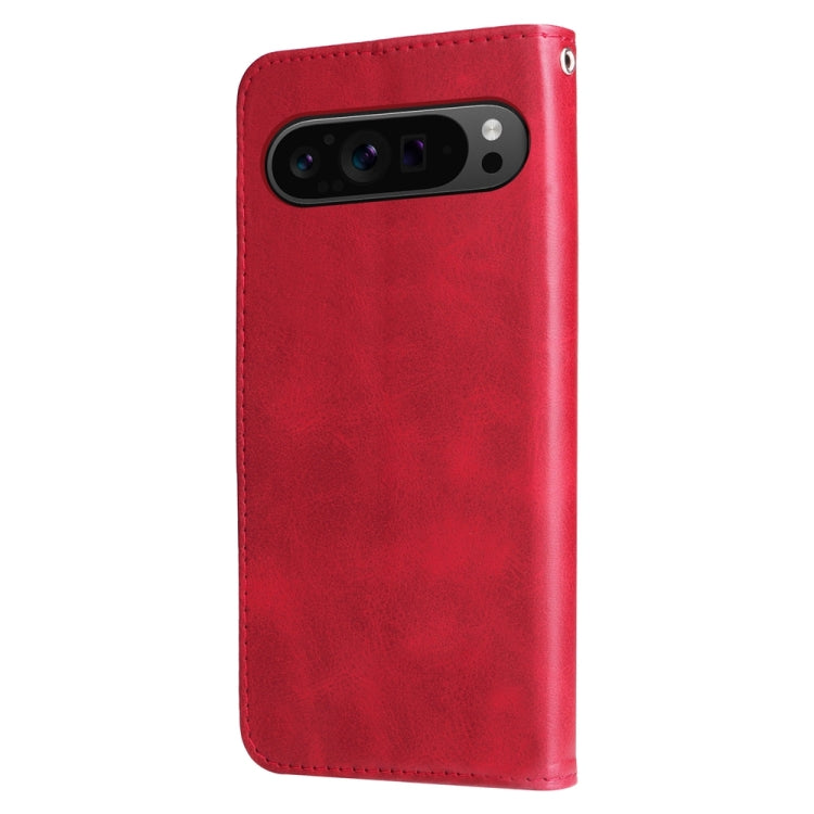 For Google Pixel 9 Pro Fashion Calf Texture Zipper Leather Phone Case(Red) by buy2fix