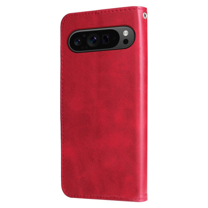 For Google Pixel 9 Pro Fashion Calf Texture Zipper Leather Phone Case(Red) by buy2fix