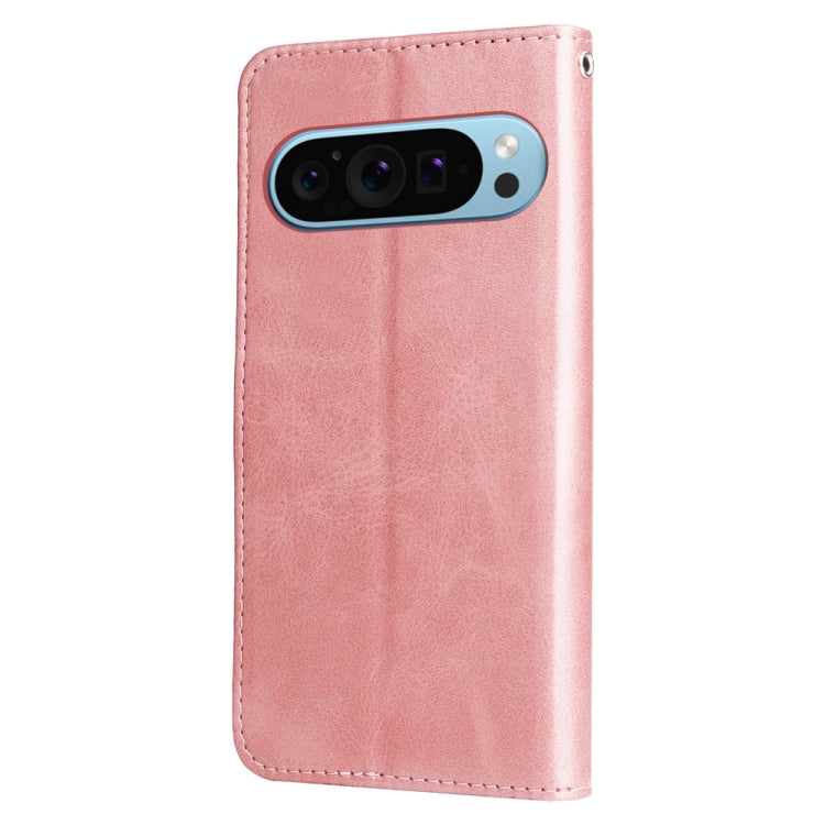 For Google Pixel 9 Fashion Calf Texture Zipper Leather Phone Case(Rose Gold) by buy2fix