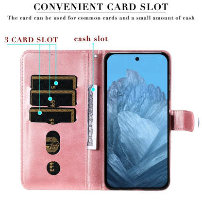 For Google Pixel 9 Fashion Calf Texture Zipper Leather Phone Case(Rose Gold) by buy2fix