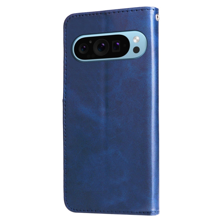 For Google Pixel 9 Fashion Calf Texture Zipper Leather Phone Case(Blue) by buy2fix