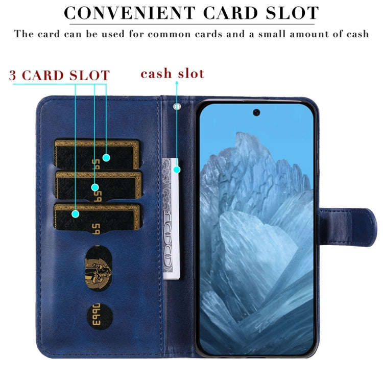 For Google Pixel 9 Fashion Calf Texture Zipper Leather Phone Case(Blue) by buy2fix