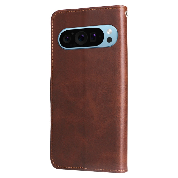 For Google Pixel 9 Fashion Calf Texture Zipper Leather Phone Case(Brown) by buy2fix