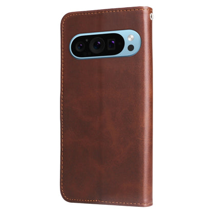 For Google Pixel 9 Fashion Calf Texture Zipper Leather Phone Case(Brown) by buy2fix