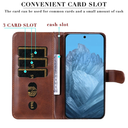 For Google Pixel 9 Fashion Calf Texture Zipper Leather Phone Case(Brown) by buy2fix