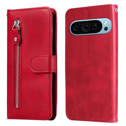 For Google Pixel 9 Fashion Calf Texture Zipper Leather Phone Case(Red) by buy2fix