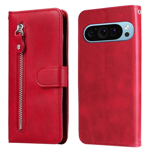 For Google Pixel 9 Fashion Calf Texture Zipper Leather Phone Case(Red) by buy2fix
