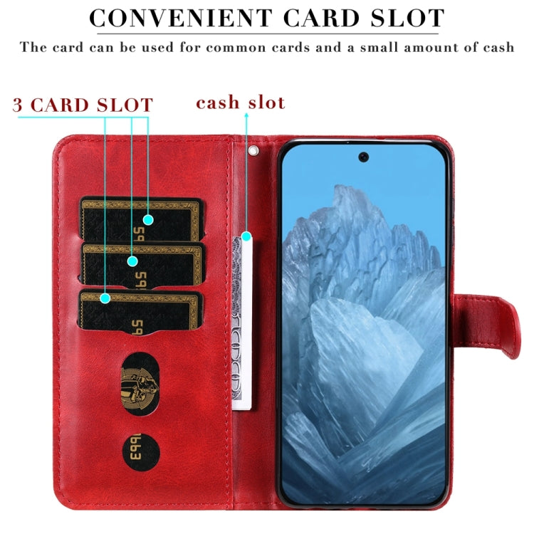 For Google Pixel 9 Fashion Calf Texture Zipper Leather Phone Case(Red) by buy2fix