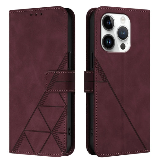 For iPhone 16 Pro Crossbody 3D Embossed Flip Leather Phone Case(Wine Red) by buy2fix