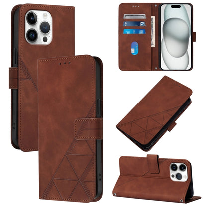 For iPhone 16 Pro Max Crossbody 3D Embossed Flip Leather Phone Case(Brown) by buy2fix