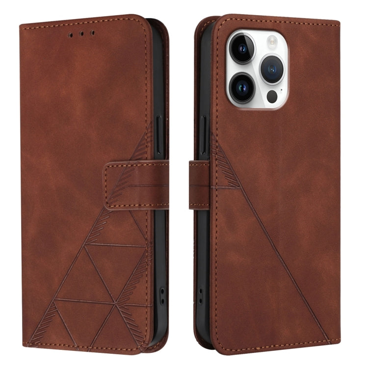 For iPhone 16 Pro Max Crossbody 3D Embossed Flip Leather Phone Case(Brown) by buy2fix