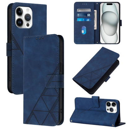 For iPhone 16 Pro Max Crossbody 3D Embossed Flip Leather Phone Case(Blue) by buy2fix