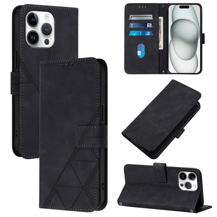 For iPhone 16 Pro Max Crossbody 3D Embossed Flip Leather Phone Case(Black) by buy2fix