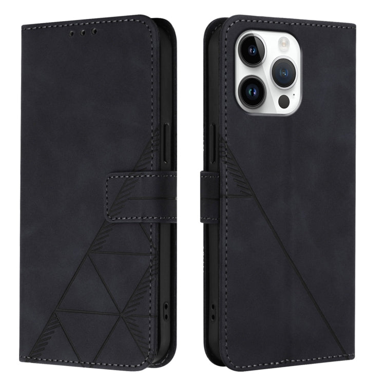 For iPhone 16 Pro Max Crossbody 3D Embossed Flip Leather Phone Case(Black) by buy2fix