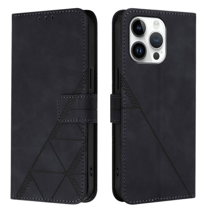 For iPhone 16 Pro Max Crossbody 3D Embossed Flip Leather Phone Case(Black) by buy2fix