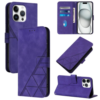 For iPhone 16 Pro Max Crossbody 3D Embossed Flip Leather Phone Case(Purple) by buy2fix