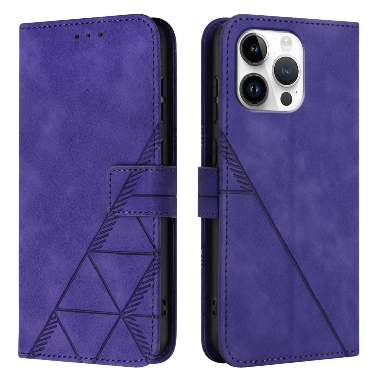 For iPhone 16 Pro Max Crossbody 3D Embossed Flip Leather Phone Case(Purple) by buy2fix