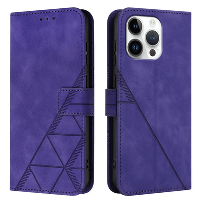 For iPhone 16 Pro Max Crossbody 3D Embossed Flip Leather Phone Case(Purple) by buy2fix