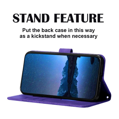 For iPhone 16 Pro Max Crossbody 3D Embossed Flip Leather Phone Case(Purple) by buy2fix