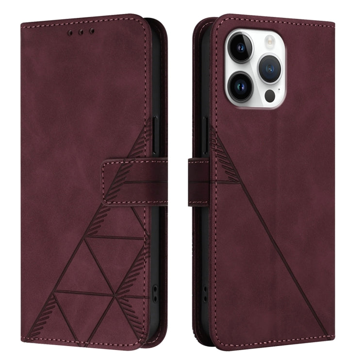 For iPhone 16 Pro Max Crossbody 3D Embossed Flip Leather Phone Case(Wine Red) by buy2fix