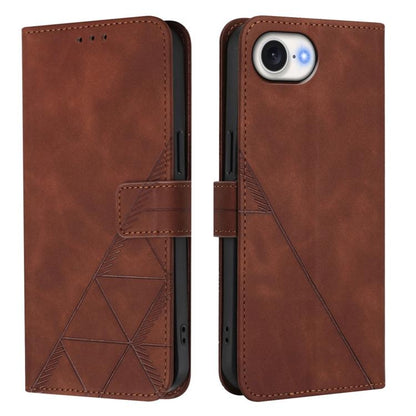 For iPhone 16e Crossbody 3D Embossed Flip Leather Phone Case(Brown) - iPhone 16e Cases by buy2fix | Online Shopping UK | buy2fix