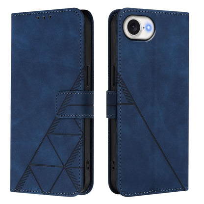 For iPhone 16e Crossbody 3D Embossed Flip Leather Phone Case(Blue) - iPhone 16e Cases by buy2fix | Online Shopping UK | buy2fix