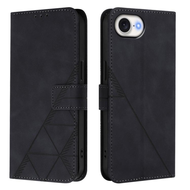 For iPhone 16e Crossbody 3D Embossed Flip Leather Phone Case(Black) - iPhone 16e Cases by buy2fix | Online Shopping UK | buy2fix