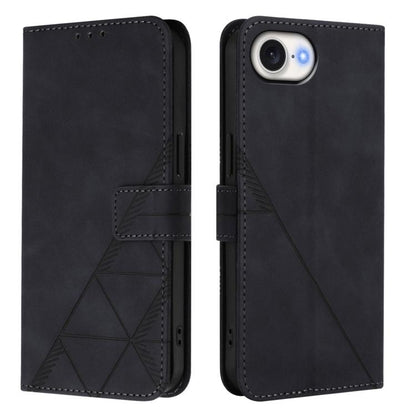 For iPhone 16e Crossbody 3D Embossed Flip Leather Phone Case(Black) - iPhone 16e Cases by buy2fix | Online Shopping UK | buy2fix