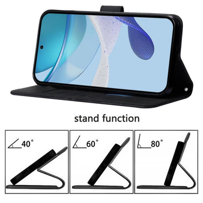 For iPhone 16e Crossbody 3D Embossed Flip Leather Phone Case(Black) - iPhone 16e Cases by buy2fix | Online Shopping UK | buy2fix