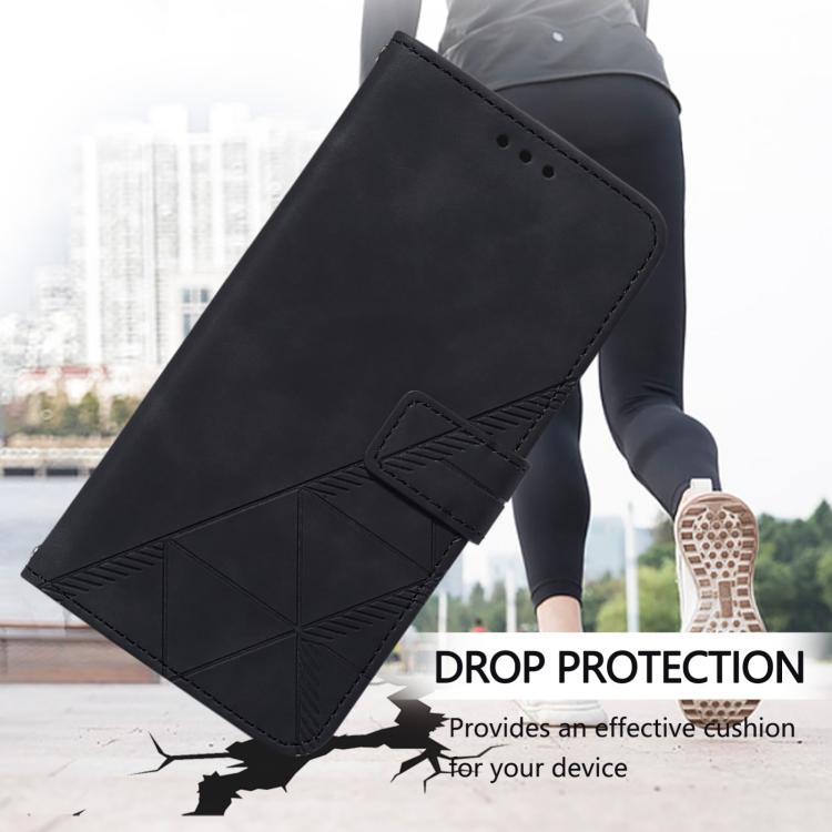 For iPhone 16e Crossbody 3D Embossed Flip Leather Phone Case(Black) - iPhone 16e Cases by buy2fix | Online Shopping UK | buy2fix