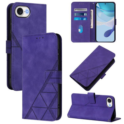 For iPhone 16e Crossbody 3D Embossed Flip Leather Phone Case(Purple) - iPhone 16e Cases by buy2fix | Online Shopping UK | buy2fix
