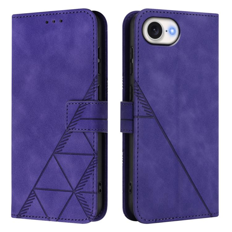 For iPhone 16e Crossbody 3D Embossed Flip Leather Phone Case(Purple) - iPhone 16e Cases by buy2fix | Online Shopping UK | buy2fix