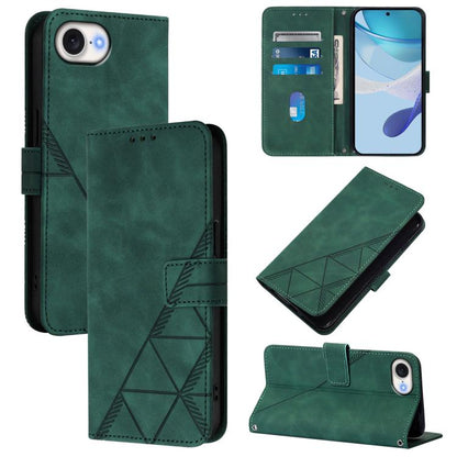 For iPhone 16e Crossbody 3D Embossed Flip Leather Phone Case(Dark Green) - iPhone 16e Cases by buy2fix | Online Shopping UK | buy2fix