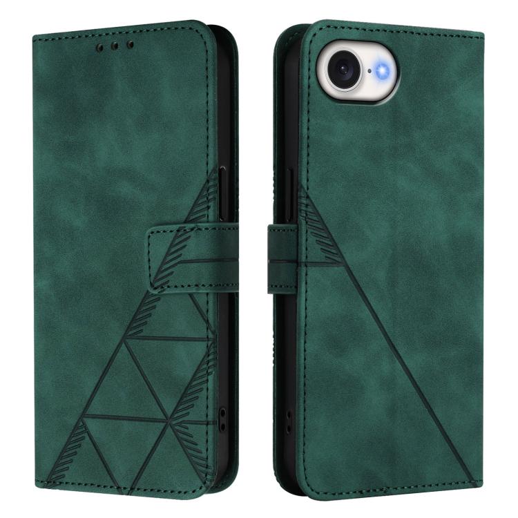 For iPhone 16e Crossbody 3D Embossed Flip Leather Phone Case(Dark Green) - iPhone 16e Cases by buy2fix | Online Shopping UK | buy2fix