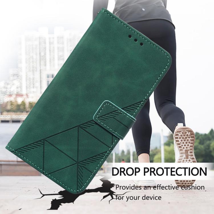 For iPhone 16e Crossbody 3D Embossed Flip Leather Phone Case(Dark Green) - iPhone 16e Cases by buy2fix | Online Shopping UK | buy2fix