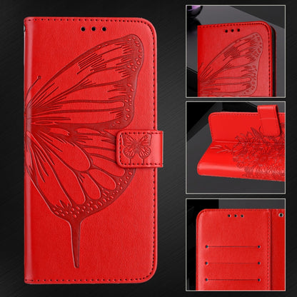 For iPhone 16e Embossed Butterfly Leather Phone Case(Red) by buy2fix